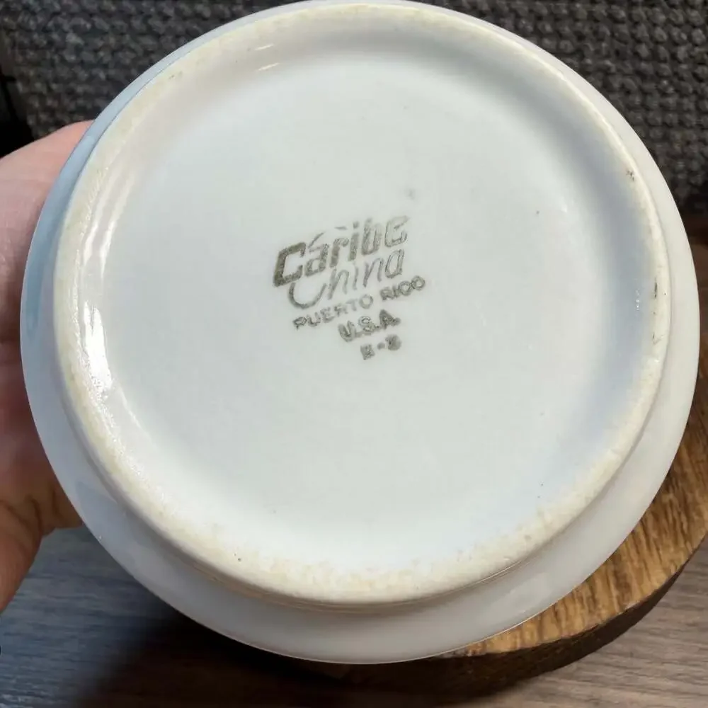 Caribe China Restaurant Ware Sugar Bowl Maroon Red Stripe Puerto Rico